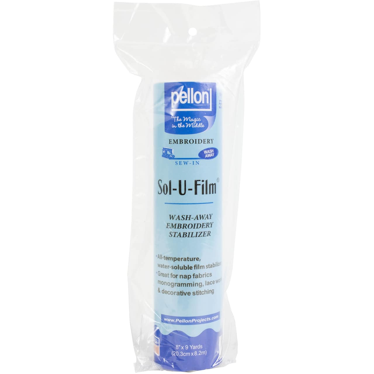 Pellon® Sol-U-Film™ Clear Wash Away Embroidery Stabilizer, 8'' x 9yd.